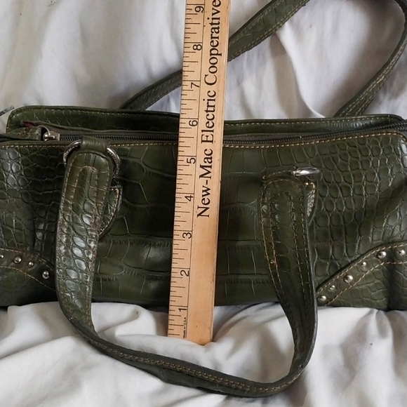 Vintage 00s Tommy Hilfiger faux croc dark green handbag - Picture 9 of 9